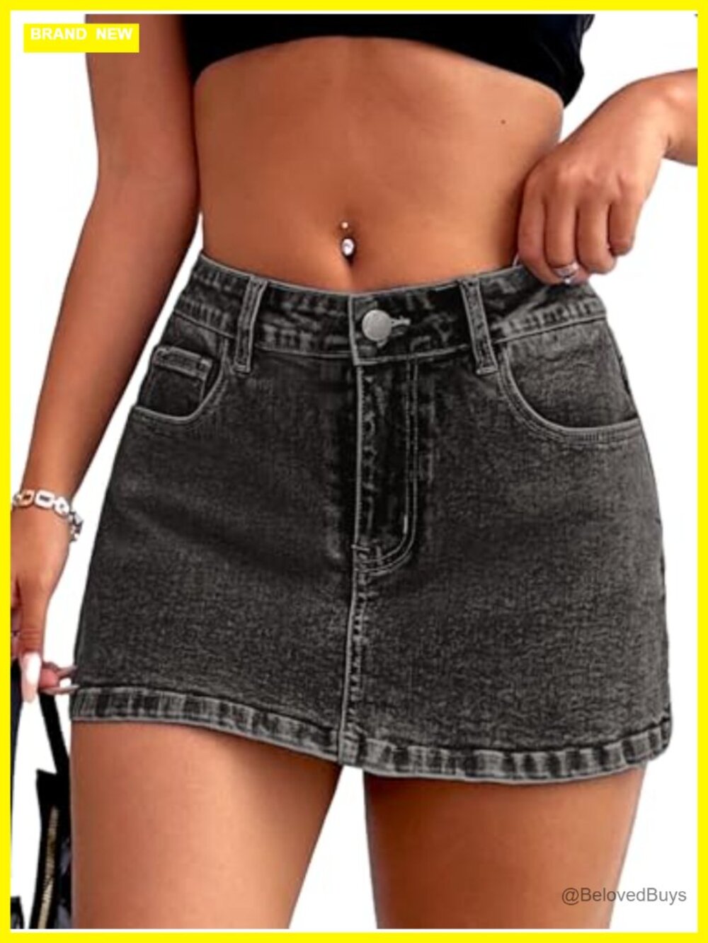 Women's Cotton Blend High Stretch Mini Skort Low Rise Zip 4 Pockets 2-in-1